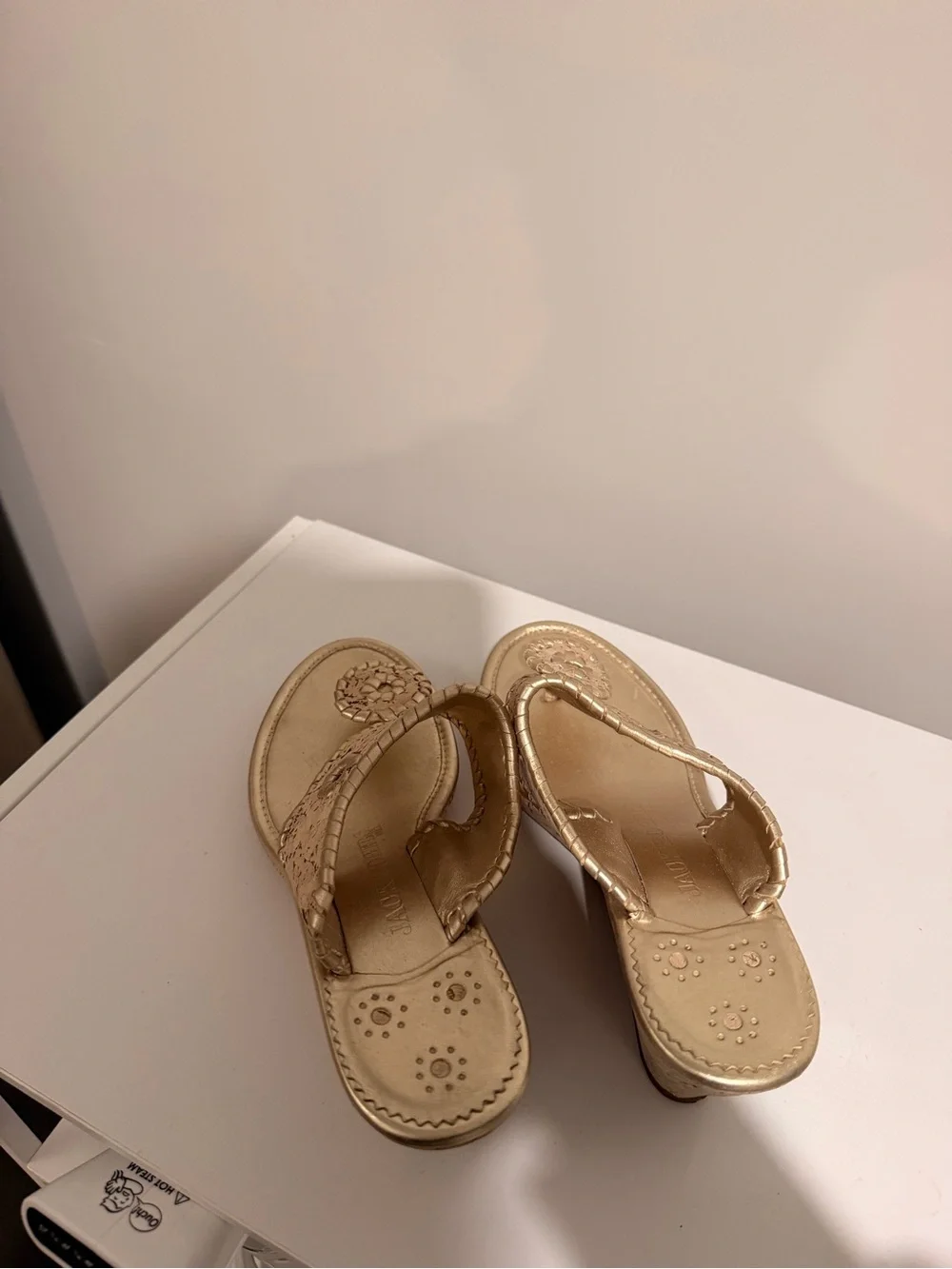 Jack Rogers Gold Metallic Cork Wedge Sandals